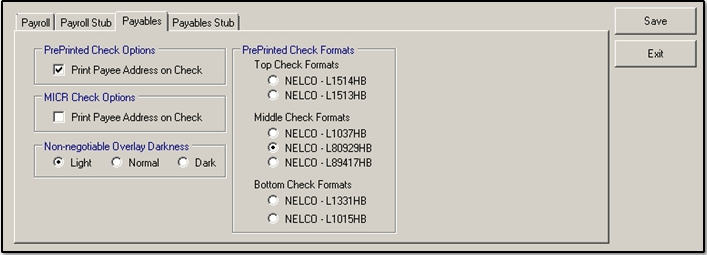 Payables tab 2019